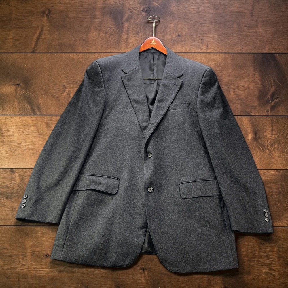 J.Press Parker Mens Sport Coat Blazer 44L Charcoal Gray 100% Wool Made Canada